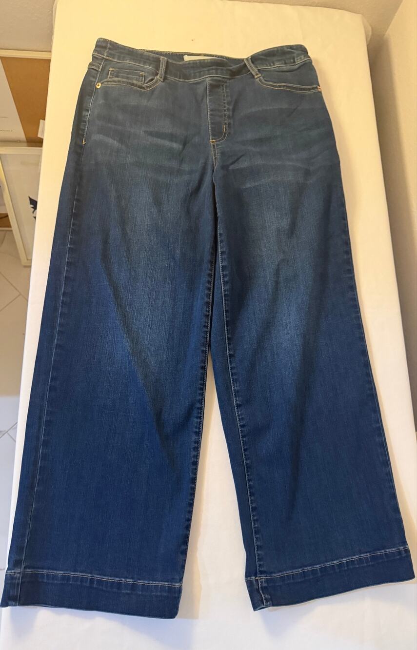 Tribal Jeans Womens 10 Pull On Stretch Straight Leg Dark Wash Denim